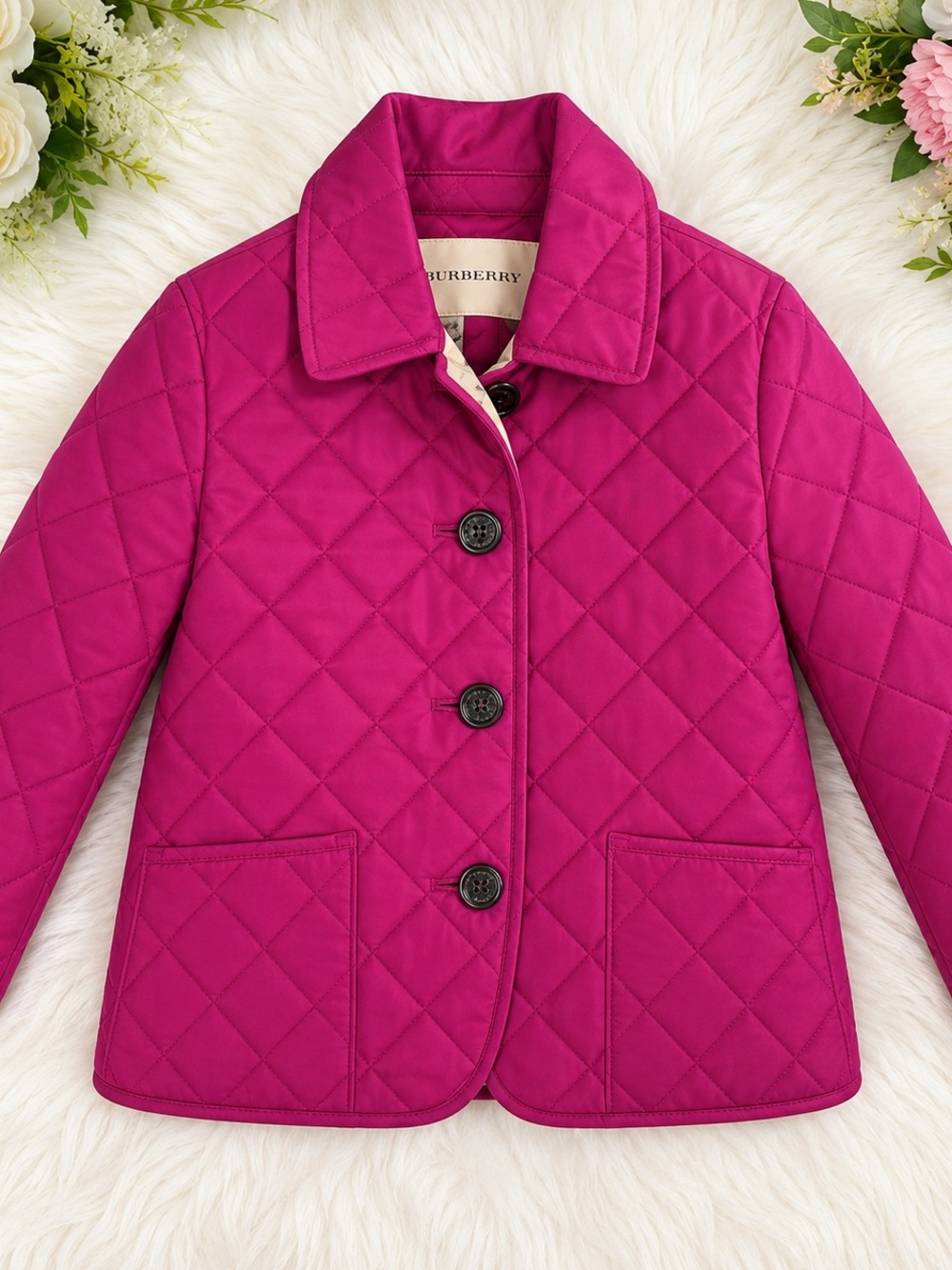 Burberry Kids Quilted Magenta Puffer Jacket
